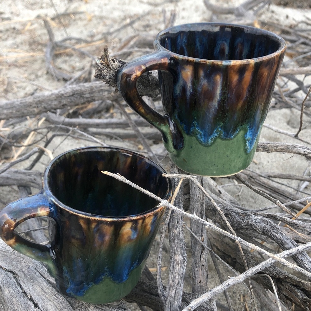 Two mid century studio tea cups.